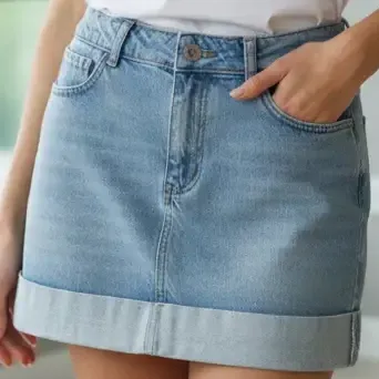 Pollera De Jean Corta Con Dobladillo Filipinas Mujer