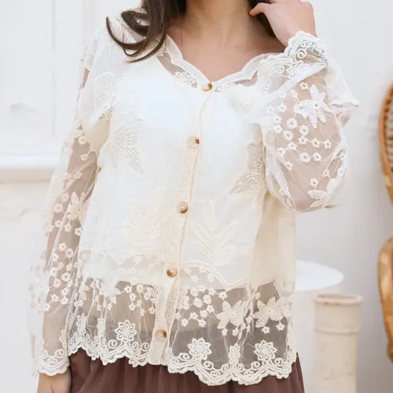 Saco Mujer Tul  Bordado Primavera Verano Aina M27s042