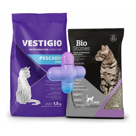 Arena Para Gatos Bio Stones Lavanda + Alimento Vestigio