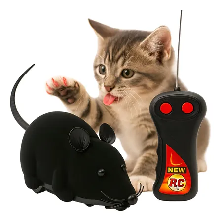 Juguete De Ratón Control Remoto Interactivo Para Mascotas Negro