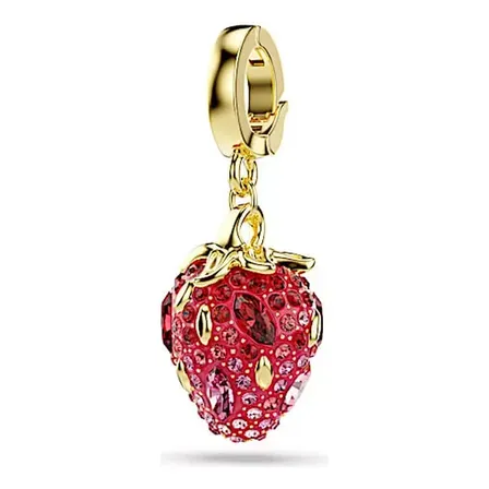 Charm Swarovski Dije Idyllia Fresa Rojo Con Baño Tono Oro Rojo