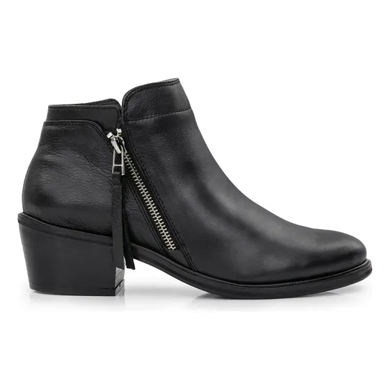 Bota Cuero Mujer Botineta Clasica Cierres Casual Briganti