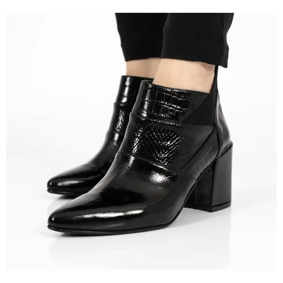 Botineta Bota Mujer Cuero Charol Zapato Elasticos Briganti