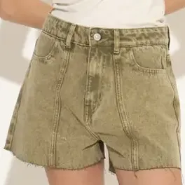Short Denim Tiro Medio Acid Wash Mujer System