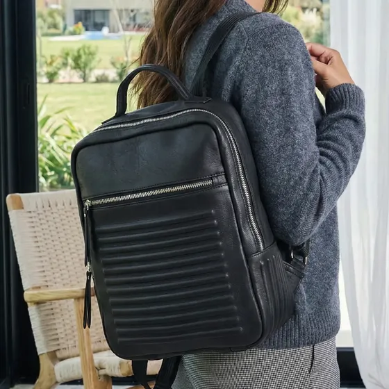 Mochila Mujer Cuero Urbana Bolso Cartera Con Cierre Briganti