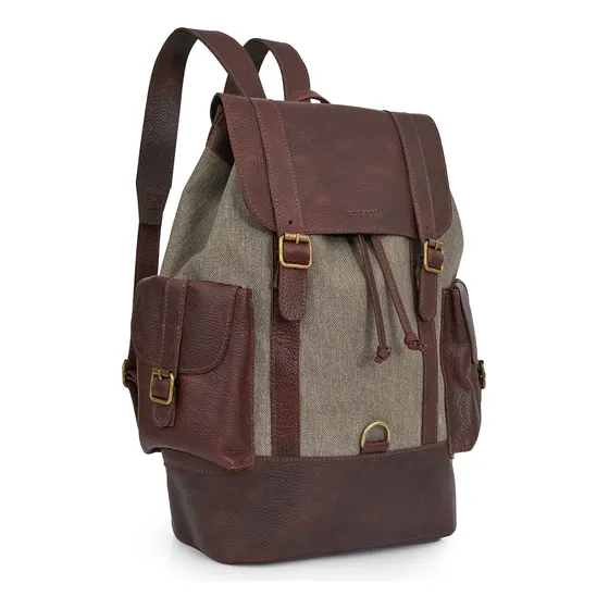 Mochila Tela Cuero Urbana Unisex Bolso Correas Briganti Lona
