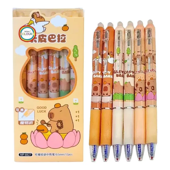 Souvenir Infantil X12 Boligrafo Borrable Capybara Retractil