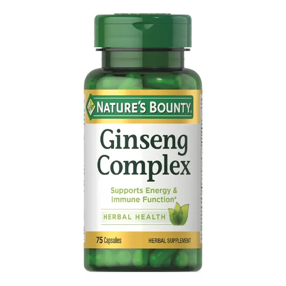 Nature's Bounty Ginseng Complex con Jalea Real y Vitamina B12 75 Cápsulas Sin Gluten