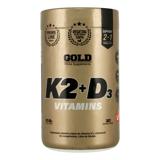 Gold Nutrition Vitaminas K2 + D3 Vegetal Suplemento 30c 3c
