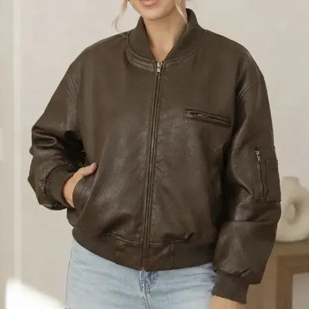 Campera Bomber De Cuero Vegano Forrada Súper Liquidación