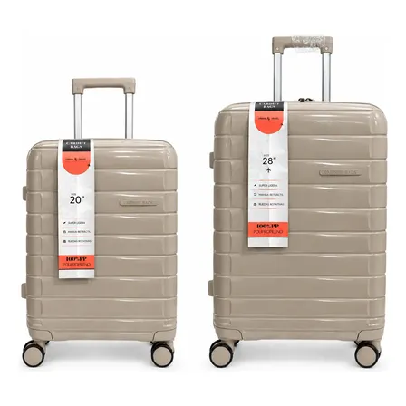 Set Valija X2 Carryon Cabi Y Grande C/fuelle Viaje Pp Cardif Beige