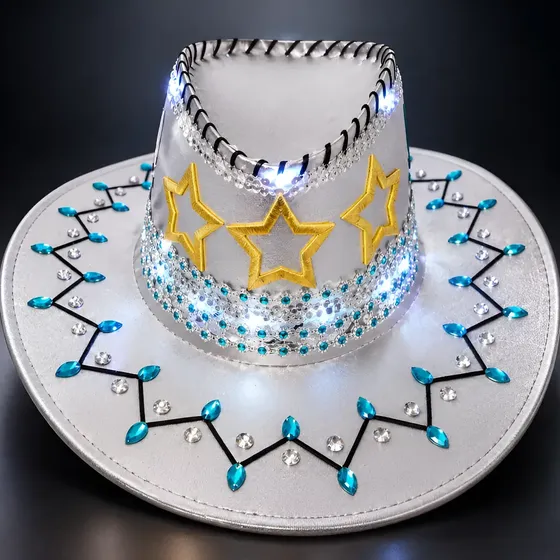 Sombrero Cowboy Argentina Luz Led Cotillón Fiesta Mundial