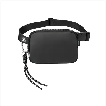 Riñonera Bolso Hombro Impermeable Nailon Llavero Decorativo Negro Lisa