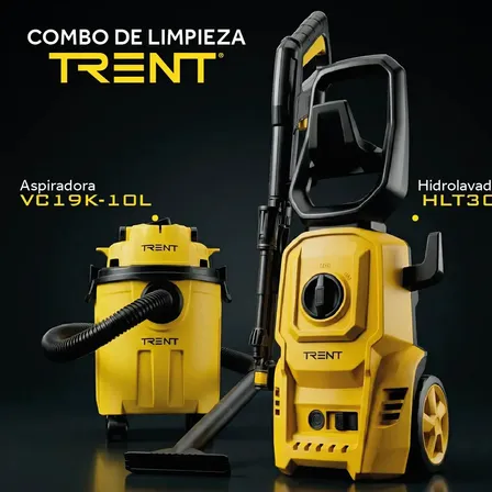 Combo Hidrolavadora Aspiradora Electrica Alta presion Trent HLT307 + VC19K Amarillo 50hz