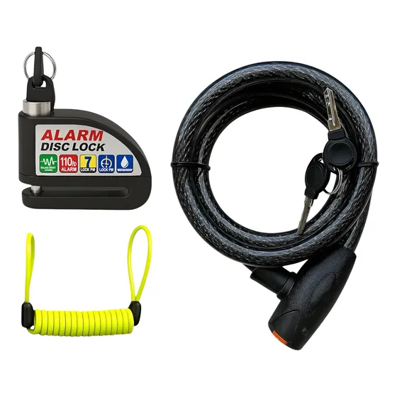 Traba Disco Alarma Moto Candado Record Freno + Linga 150cm
