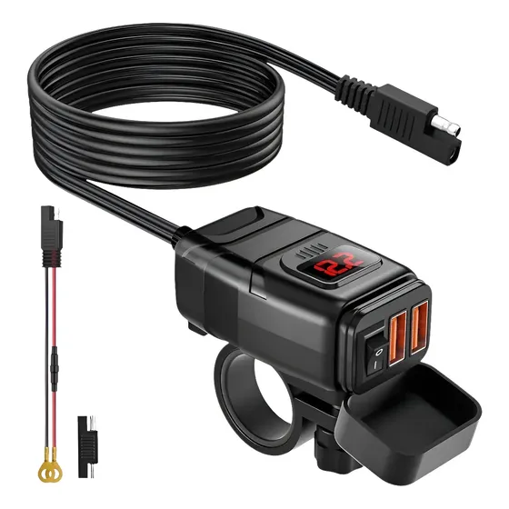 Toma Usb Doble Premium Con Voltimetro Bagattini
