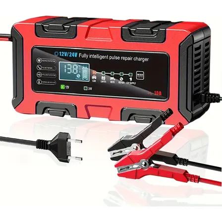 Cargador Inteligente 12v 10a Para Batería De Auto Y Moto Enchufe Europeo