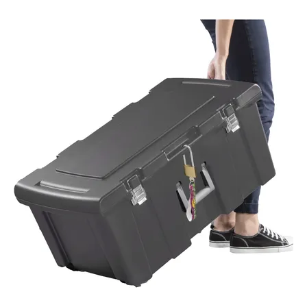 Baul Multiuso C/tapa/manija/rueda 125lts 79,4x44,8x35,2 Cm V Negro