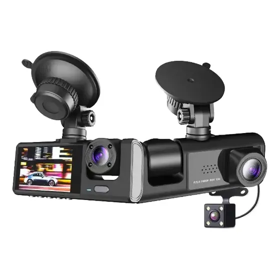 Triple Camara Auto, Grab Dashcam Hd, 32gb, Sensorg, 1080p