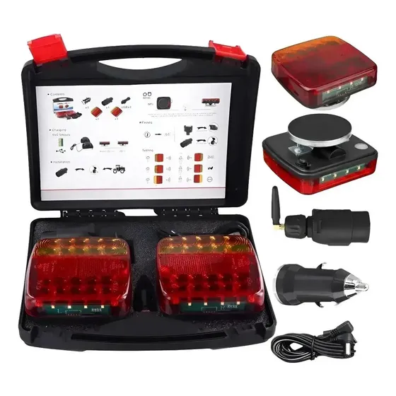 Kit Luces Traseras Magnéticas Inalámbricas Para Tráiler Remolque Auto Camión Lancha