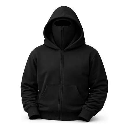 Campera Chaqueta Pasa Montañas Con Capucha Sudadera Negro Liso Xxl