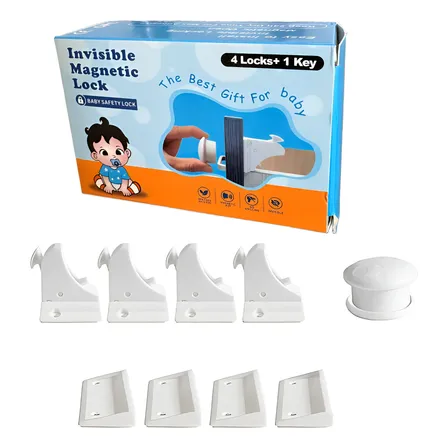 Traba Puertas Y Cajones Seguridad Bebes Magnetico X 4 Blanco