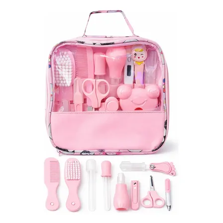 Kit Higiene Bebé 13 Piezas | Kit Aseo Completo Con Estuche Estuche Aseo Portable Para Recién Nacido Pañales Piel Delicada Regalo Ideal Rosa