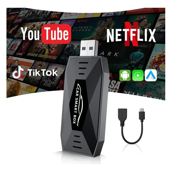 Ai Box Carplay Inalámbrico Y Android Auto Android 15 Para Auto Usb Con Adaptador Usb C