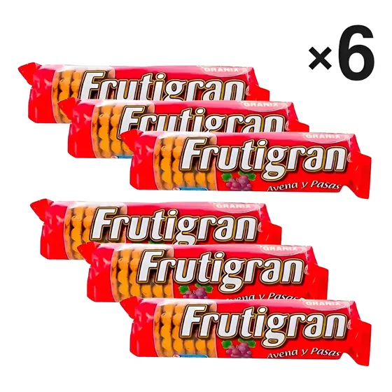 Pack X 6 Frutigran Avena Y Pasas Galletitas Granix 250g