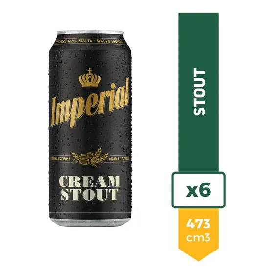 Cerveza Imperial Cream Stout Negra Lata 473ml Pack X6