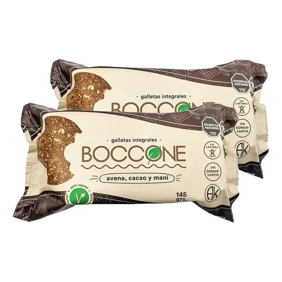 Galletas Integrales Boccone Avena De Cacao Y Mani - Pack X2