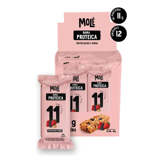 Barras Proteica Frutos Rojos Y Avena Molé X12 Unidades