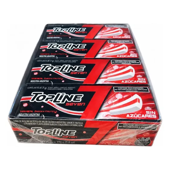 Pack x16 U Chicle Topline 7 Vibrant Strawberry X14grms