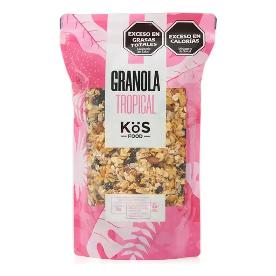 Granola Kos Tropical 1kg Avena Pasas Almendras Banana Papaya