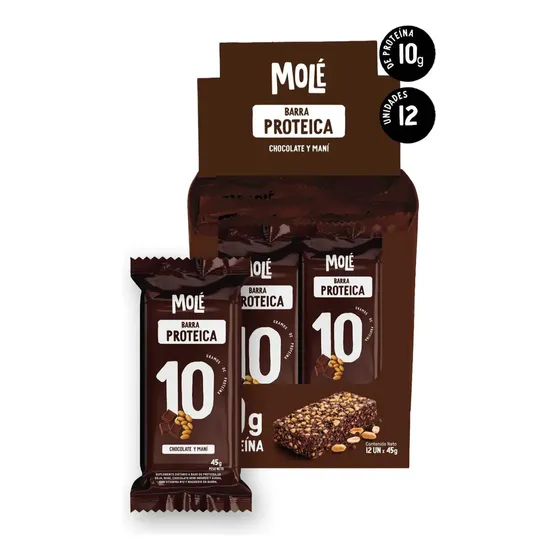 Barras Proteica Chocolate y Maní Molé x12 unidades