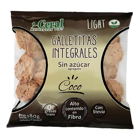 Galletitas Integrales de Coco Ceral Sin Azúcar Stevia 180g