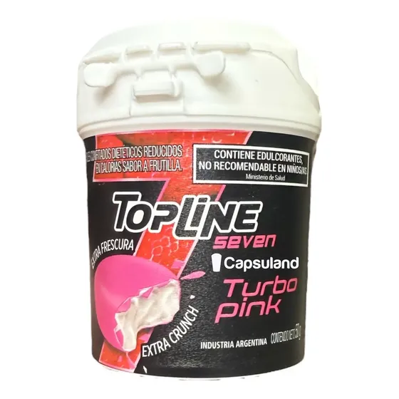 Nuevos! Chicles Confitados Topline Seven Turbo Pink Frutilla