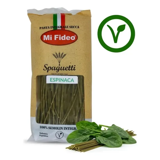 Pasta Integral X 227g Spaguetti Con Espinaca - Apto Vegano