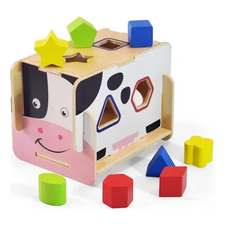 Clasificador De Formas Madera Vaca Multicolor Acool Infantil 2 A 4 Años