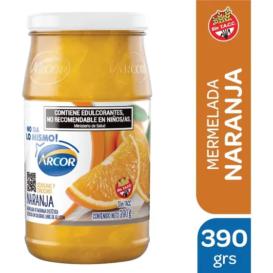 Mermelada Arcor De Naranja Sin Azucar Agregada X 390 Gr
