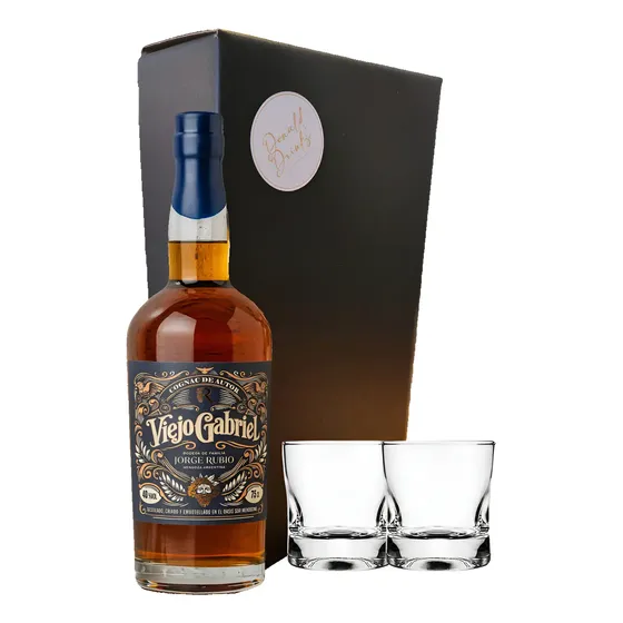 Cognac Viejo Gabriel Jorge Rubio 750ml + Vasos + Box Regalo