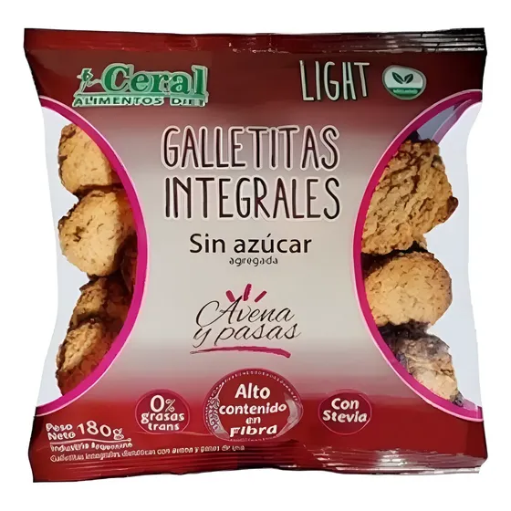 Galletas Integral De Avena Y Pasas S/azucar Veganas 180g