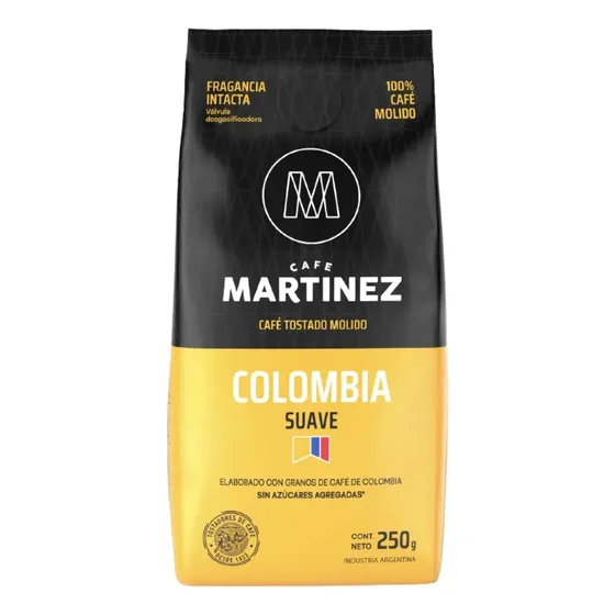 Café Tostado Molido Colombia Café Martínez Sin Azúcar Agregada 250 Gramos