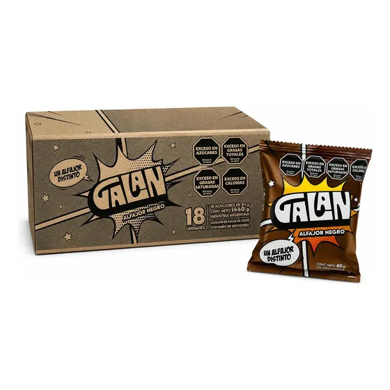 Alfajor Galan Chocolate Negro 80g Caja x 18un