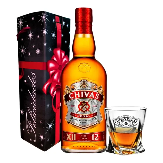 Whisky Chivas Regal 700 + Estuche + Vaso Con Logo De Regalo