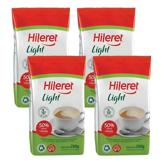 Pack X 4 Hileret Azúcar Light 50% Menos Calorías 250g