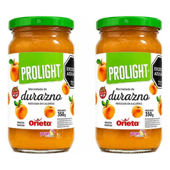 Mermelada Familiar Durazno Prolight Orieta X350 Gr Pack X2
