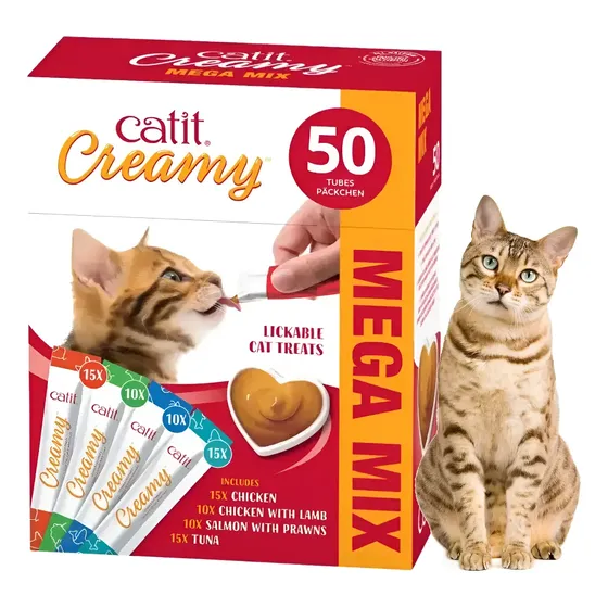 Catit Creamy Mega Mix Snack Gatos X 50 Unidades