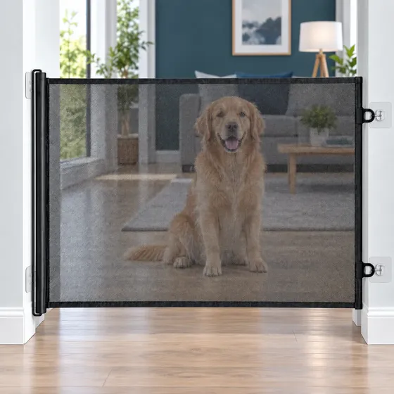 Cerco Retráctil Para Perros Y Puertas 140x78 Cm Negro