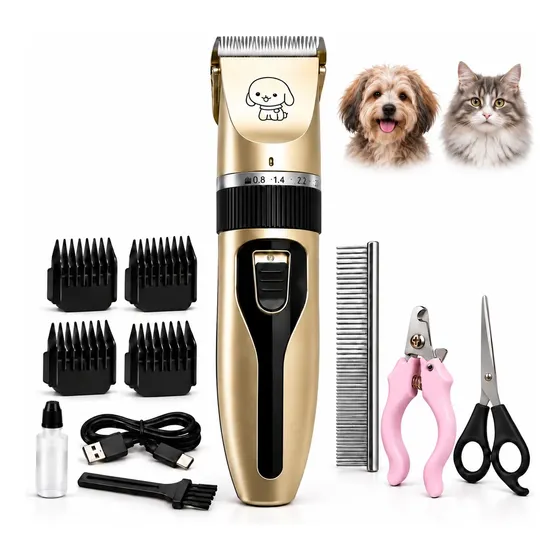 Máquina Cortapelo Perros Gatos Inalámbrica Recargable Kit